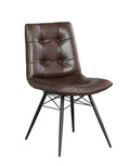 Coaster 107853 Set of 4 Red barrell studio eckert brown leatherette retro modern style gunmetal finish legs tufted back dining chairs