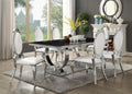Coaster 107871-72 7 pc Sharli antoine chrome metal base dining table set with black glass top