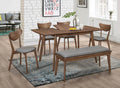 Coaster 108080-S6 6 pc Alfredo mid-century modern natural walnut finish wood dining table set
