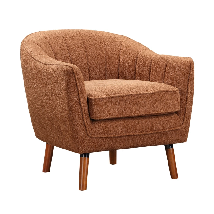 Homelegance 1081RU Wila arlo cutler mid century modern rust chenille fabric accent chair brownish legs