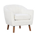 Homelegance 1081WH Wila arlo cutler mid century modern off whte chenille fabric accent chair brownish legs