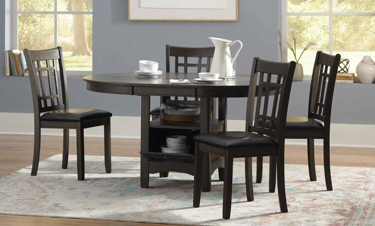 Coaster 108211 5 pc Gray barn bracken hill grey finish wood 42" round / oval dining table set with shelf