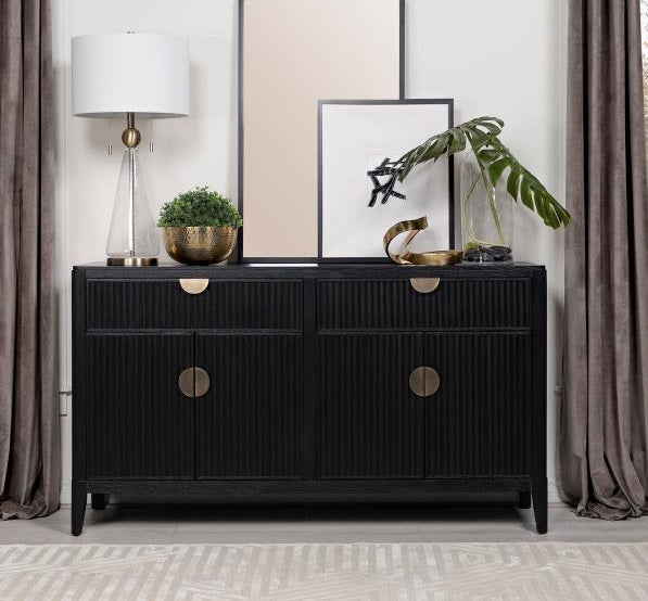 Coaster 108235 Brookmead black wire brushed finish wood buffet server sideboard cabinet