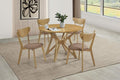 Coaster 108440-S5 5 pc Elowen light walnut finish wood 42" round dining table set