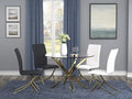 Coaster 108441 5 pc Mercer 41 axtell chanel brass metal finish 46" round glass top dining table set