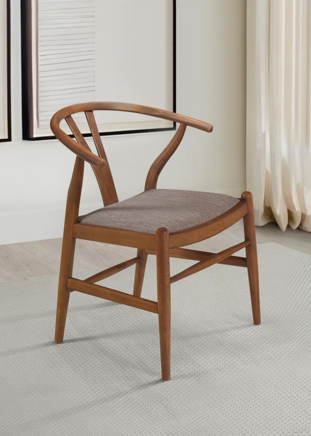 Coaster 108472 Set of 2 Dinah danish Y shaped back wishbone retro modern walnut finish wood dining chair