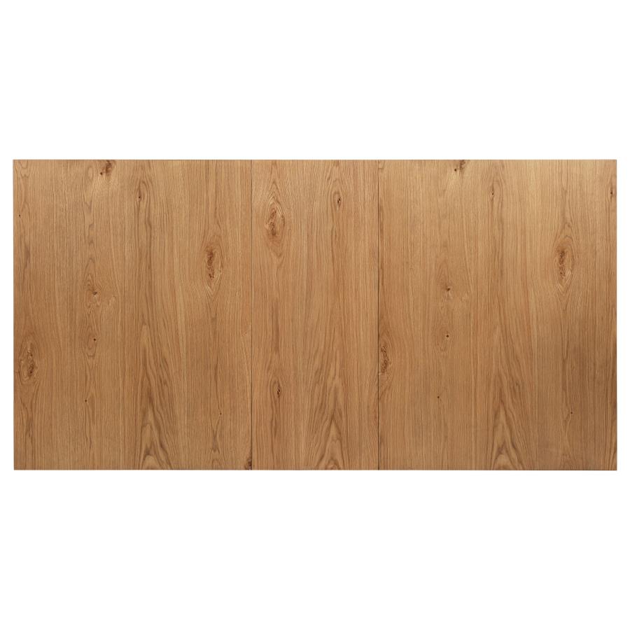 Coaster 108540-S6B  6 pc Middleton natural brown finish wood modern farmhouse dining table set black spindle back chairs and wood bench