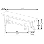 Coaster 108540-S6B  6 pc Middleton natural brown finish wood modern farmhouse dining table set black spindle back chairs and wood bench