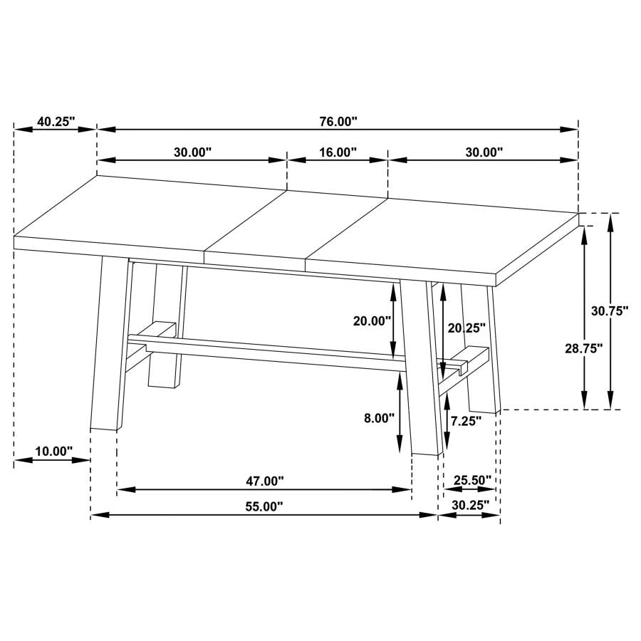 Coaster 108540-S6N  6 pc Middleton natural brown finish wood modern farmhouse dining table set spindle back chairs and wood bench