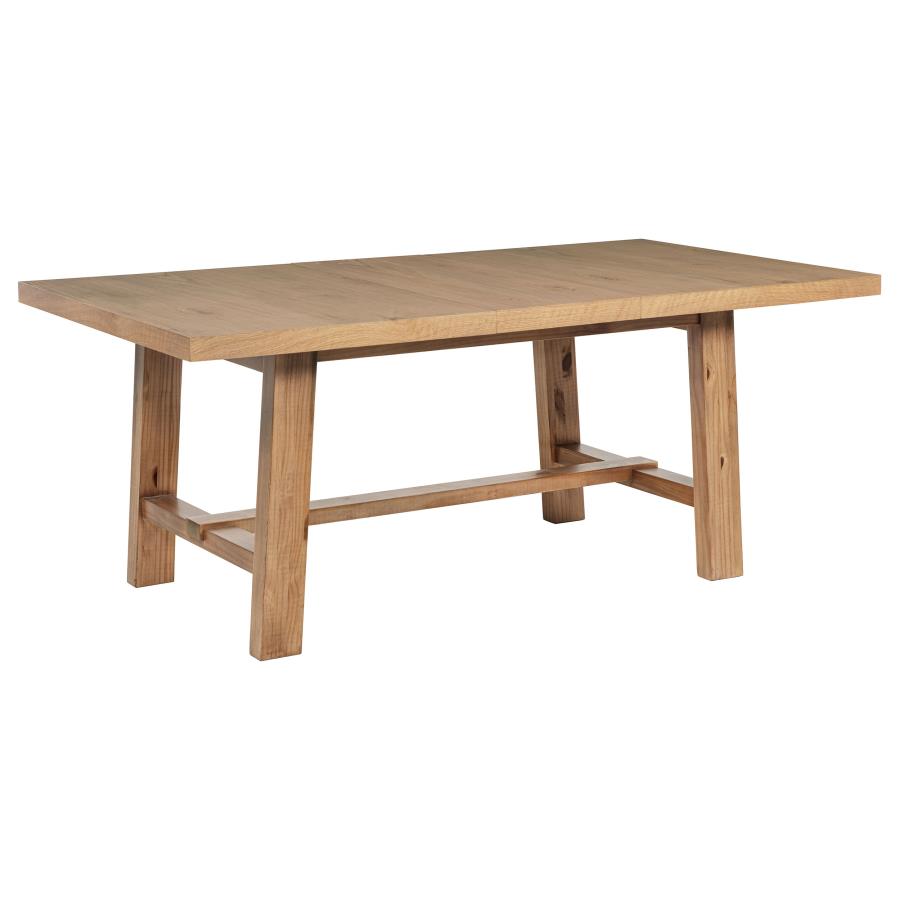 Coaster 108540-S6  6 pc Middleton natural brown finish wood modern farmhouse dining table set upholstered chairs and wood bench
