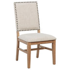 Coaster 108540-S6  6 pc Middleton natural brown finish wood modern farmhouse dining table set upholstered chairs and wood bench