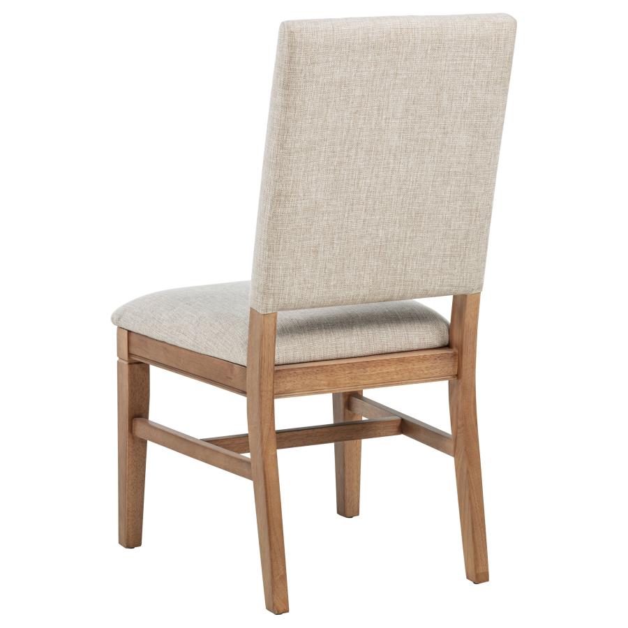 Coaster 108540-S6  6 pc Middleton natural brown finish wood modern farmhouse dining table set upholstered chairs and wood bench
