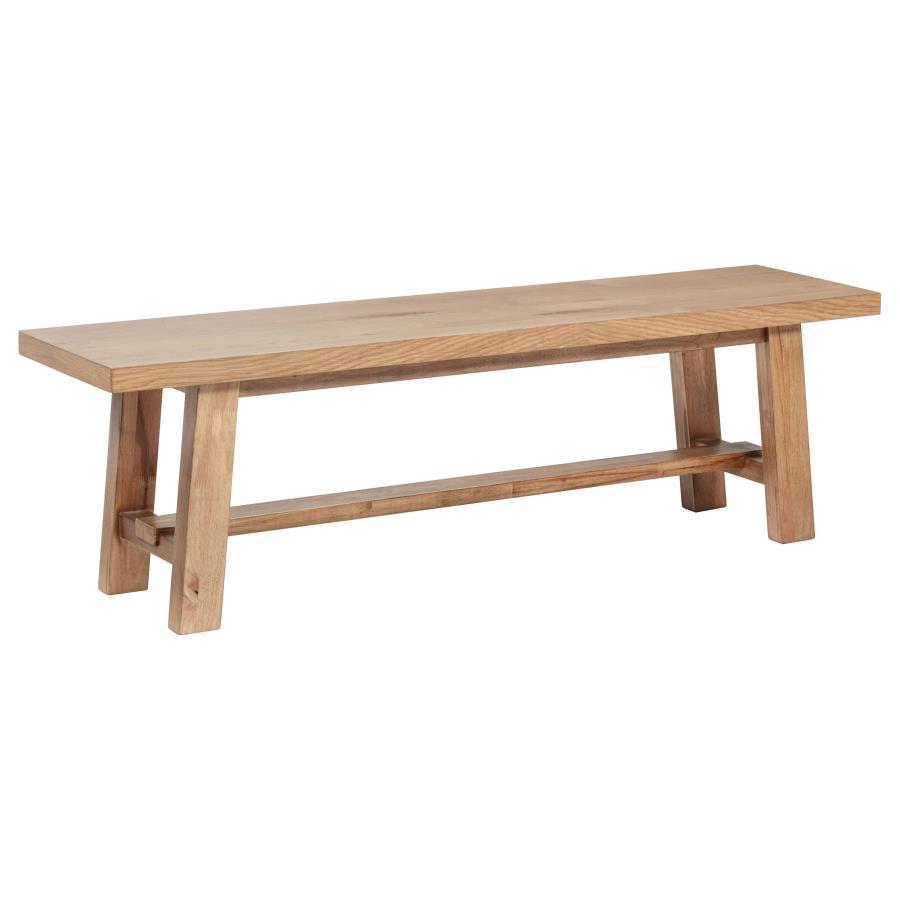 Coaster 108540-S6  6 pc Middleton natural brown finish wood modern farmhouse dining table set upholstered chairs and wood bench