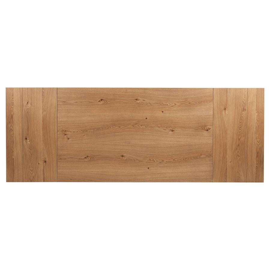 Coaster 108541-S9B  9 pc Middleton natural brown finish wood 106" modern farmhouse dining table set black spindle back chairs