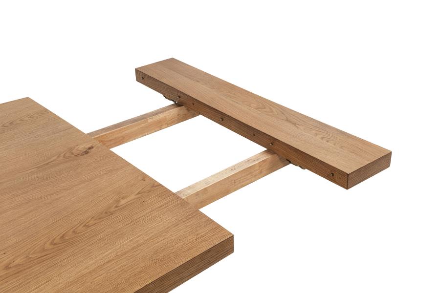 Coaster 108541-S9B  9 pc Middleton natural brown finish wood 106" modern farmhouse dining table set black spindle back chairs