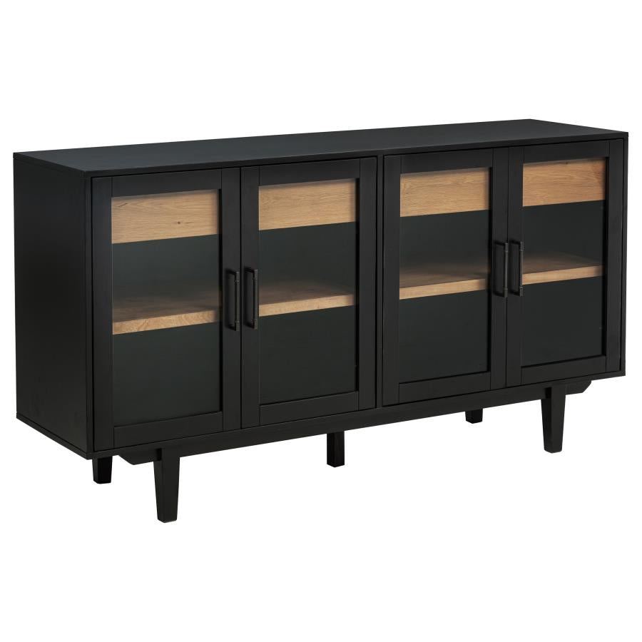 Coaster 108545BLK  Middleton black finish wood 66" modern farmhouse buffet server sideboard cabinet with 4 doors
