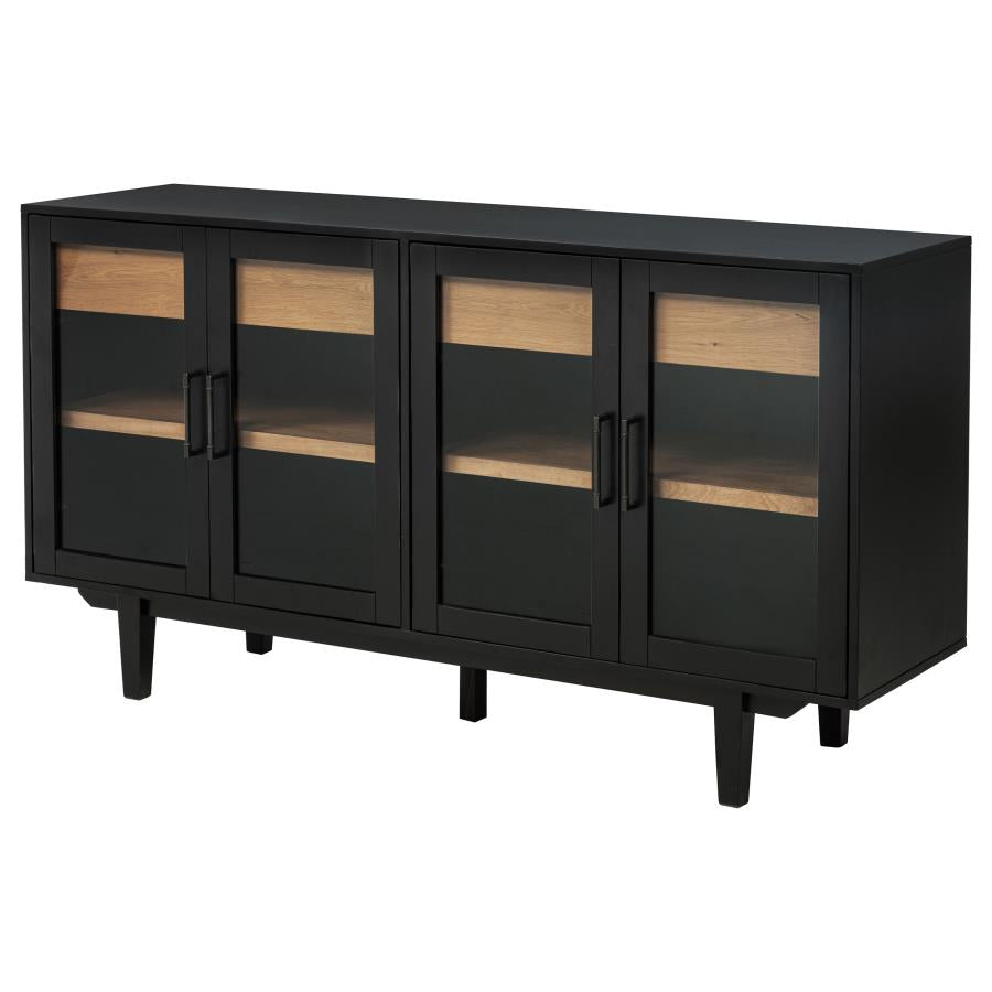 Coaster 108545BLK  Middleton black finish wood 66" modern farmhouse buffet server sideboard cabinet with 4 doors