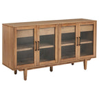 Coaster 108545NAT  Middleton natural brown finish wood 66" modern farmhouse buffet server sideboard cabinet with 4 doors