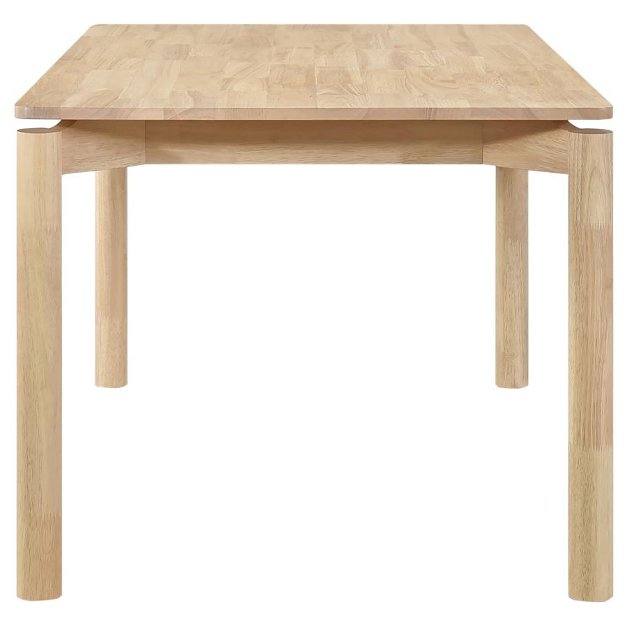 Coaster 108551-S7 7 pc Parkridge white washed finish wood mid-century modern dining table set tan fabric chairs