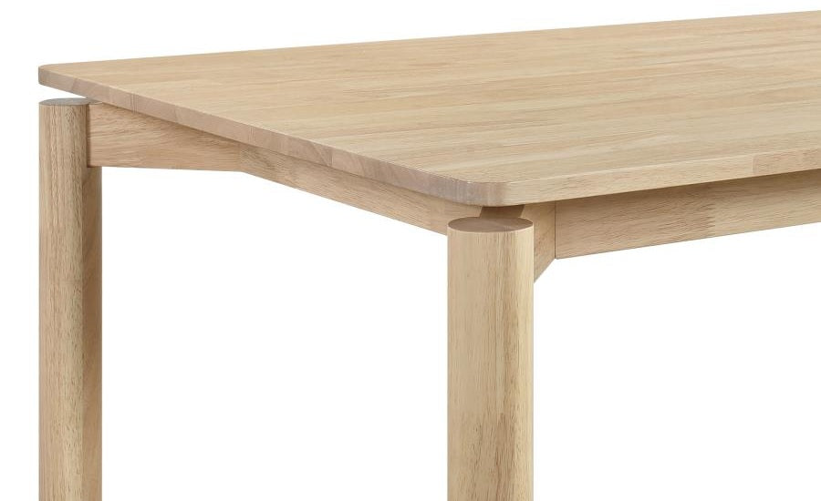 Coaster 108551-S7 7 pc Parkridge white washed finish wood mid-century modern dining table set tan fabric chairs