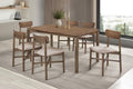 Coaster 108561-S7 7 pc Parkridge natural walnut finish wood mid-century modern dining table set tan fabric chairs