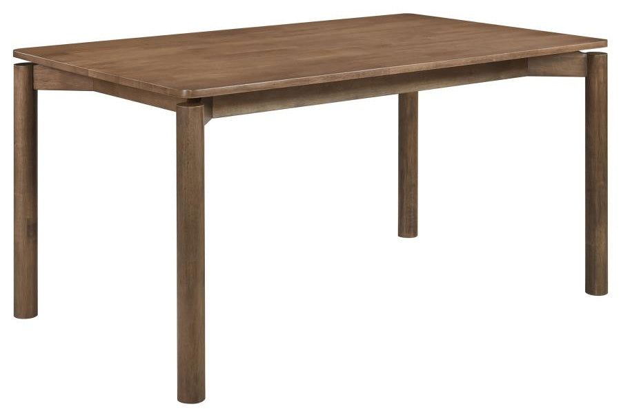 Coaster 108561-S7 7 pc Parkridge natural walnut finish wood mid-century modern dining table set tan fabric chairs