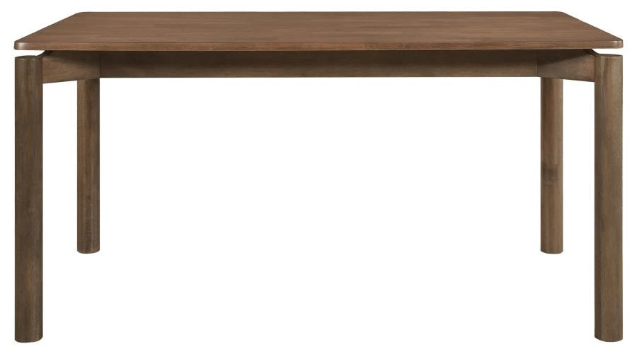 Coaster 108561-S7 7 pc Parkridge natural walnut finish wood mid-century modern dining table set tan fabric chairs