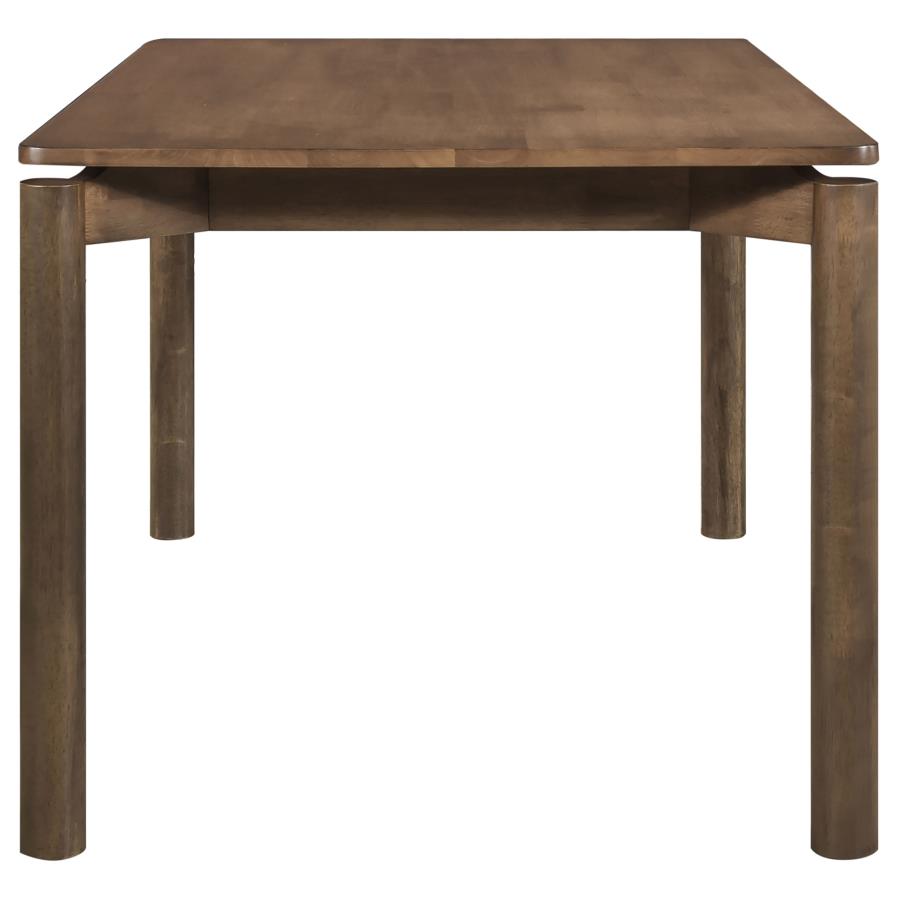 Coaster 108561-S7 7 pc Parkridge natural walnut finish wood mid-century modern dining table set tan fabric chairs