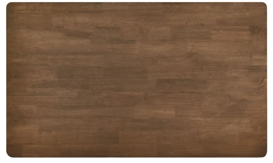 Coaster 108561-S7 7 pc Parkridge natural walnut finish wood mid-century modern dining table set tan fabric chairs