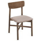 Coaster 108561-S7 7 pc Parkridge natural walnut finish wood mid-century modern dining table set tan fabric chairs