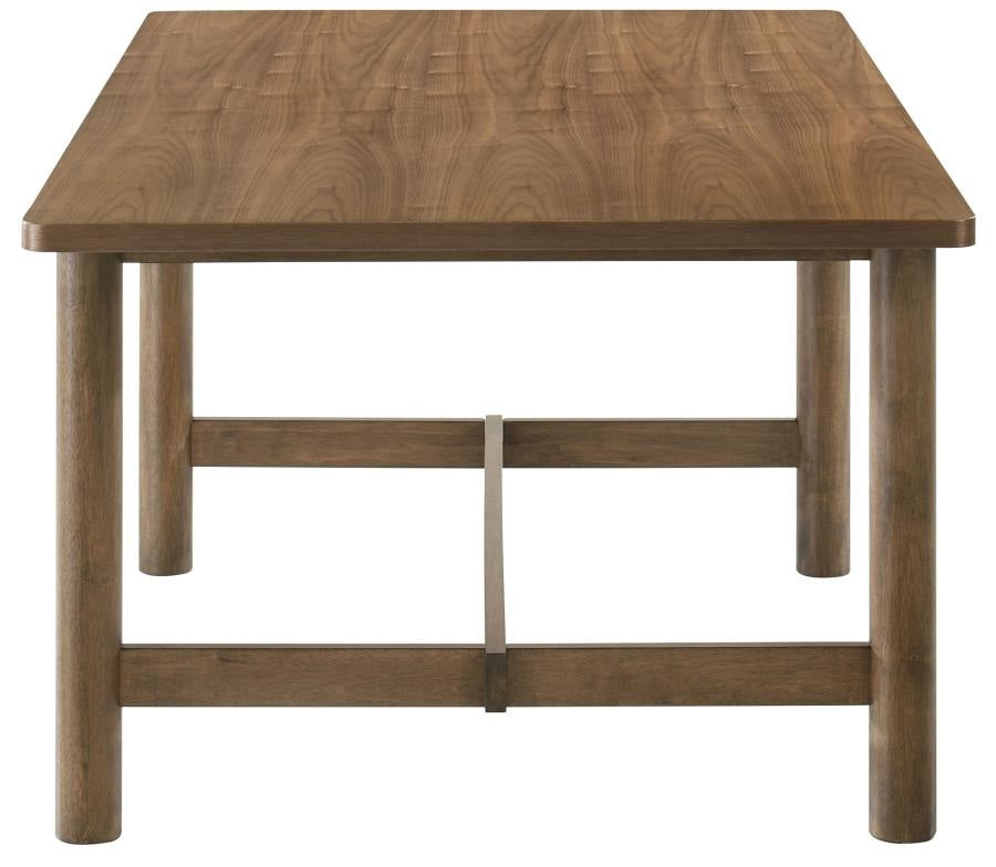 Coaster 108571-S7 7 pc Biltmore walnut finish wood classic modern style dining table set grey fabric chairs