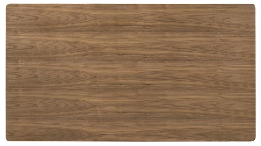 Coaster 108921-S7 7 pc Almonte dark brown finish wood mid-century modern style dining table set beige fabric chairs