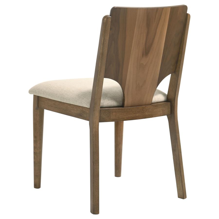 Coaster 108571-S7 7 pc Biltmore walnut finish wood classic modern style dining table set grey fabric chairs
