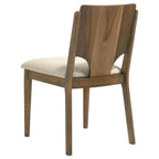 Coaster 108571-S7 7 pc Biltmore walnut finish wood classic modern style dining table set grey fabric chairs