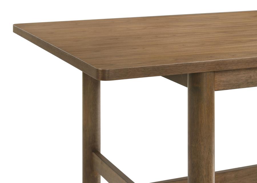 Coaster 108571-S7 7 pc Biltmore walnut finish wood classic modern style dining table set grey fabric chairs