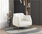 Homelegance 1085F1S Wila arlo rachael mid century modern white boucle fabric accent chair gold legs