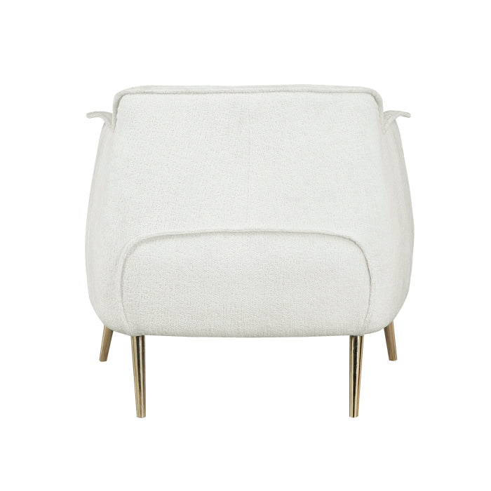 Homelegance 1085F1S Wila arlo rachael mid century modern white boucle fabric accent chair gold legs