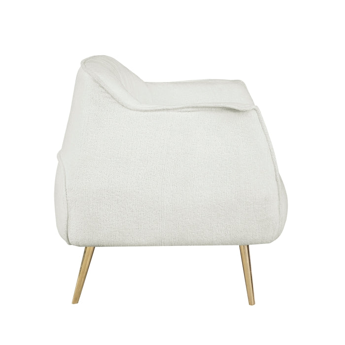 Homelegance 1085F1S Wila arlo rachael mid century modern white boucle fabric accent chair gold legs