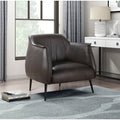 Homelegance 1085F2S Wila arlo rachael mid century modern brown faux leather accent chair black legs