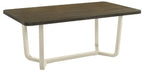 Coaster 108681-S7 7 pc Biloxi greyish brown finish wood top antique white legs dining table set grey fabric dining chairs