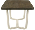 Coaster 108681-S7 7 pc Biloxi greyish brown finish wood top antique white legs dining table set grey fabric dining chairs