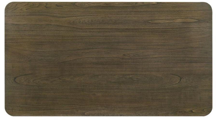 Coaster 108681-S7 7 pc Biloxi greyish brown finish wood top antique white legs dining table set grey fabric dining chairs