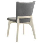 Coaster 108681-S7 7 pc Biloxi greyish brown finish wood top antique white legs dining table set grey fabric dining chairs