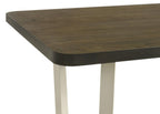 Coaster 108681-S7 7 pc Biloxi greyish brown finish wood top antique white legs dining table set grey fabric dining chairs
