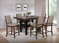 Coaster 108888-S7 7 pc Patterson mango oak and black finish wood counter height dining table set