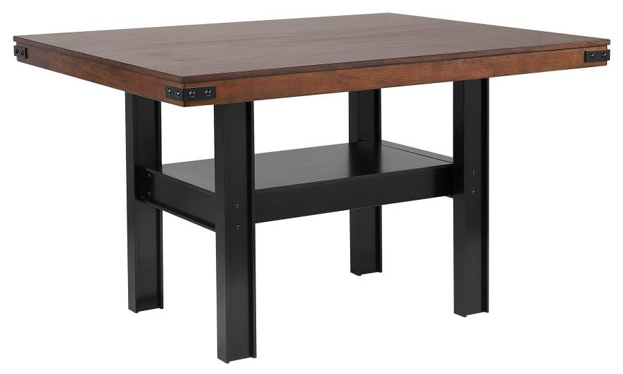 Coaster 108888-S7 7 pc Patterson mango oak and black finish wood counter height dining table set
