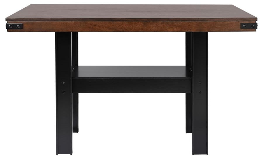 Coaster 108888-S7 7 pc Patterson mango oak and black finish wood counter height dining table set