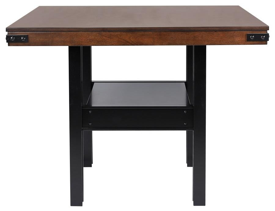 Coaster 108888-S7 7 pc Patterson mango oak and black finish wood counter height dining table set