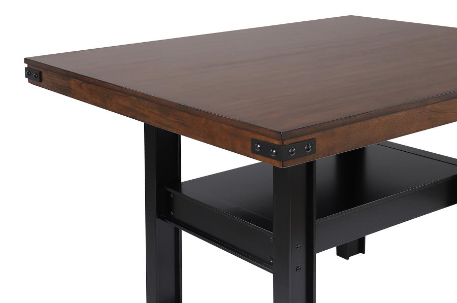 Coaster 108888-S7 7 pc Patterson mango oak and black finish wood counter height dining table set