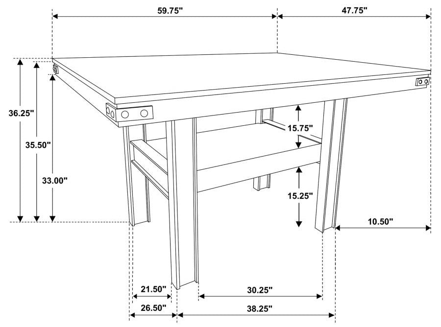 Coaster 108888-S7 7 pc Patterson mango oak and black finish wood counter height dining table set